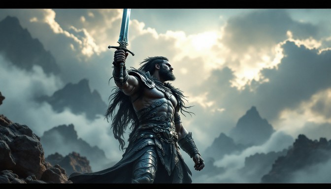 Free Sword Against Sky Image - Warrior, Sword, Mountains | Download at ...