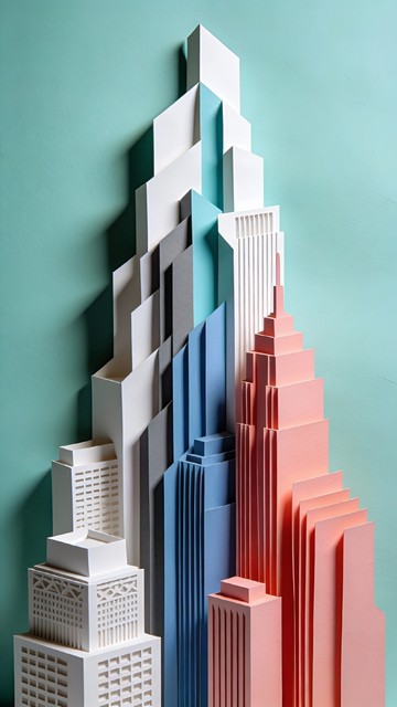 Free Geometric Paper Skyline Image - Papercut, Cityscape, Architecture ...