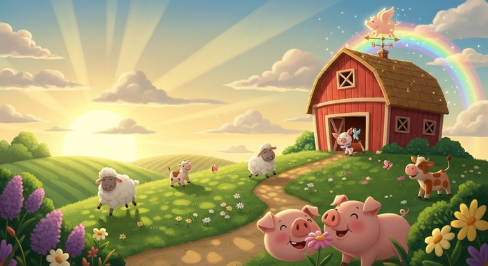 Elm Farm Free Idyllic Farm Scene Image - Farm, Animals, Colorful | Download at ...