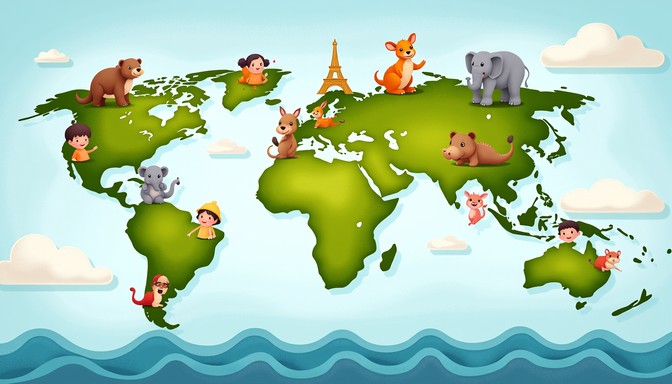 Free Animal World Map Image - Map, Animals, Illustration | Download at ...