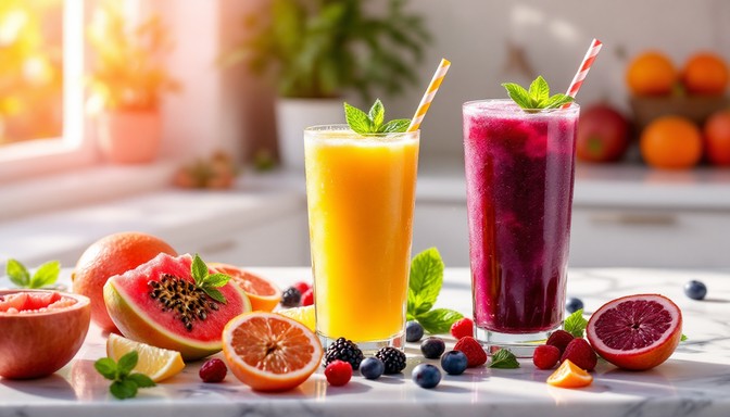 Free Vibrant Fruit Refreshments Image - Smoothie, Beverages, Drinks ...