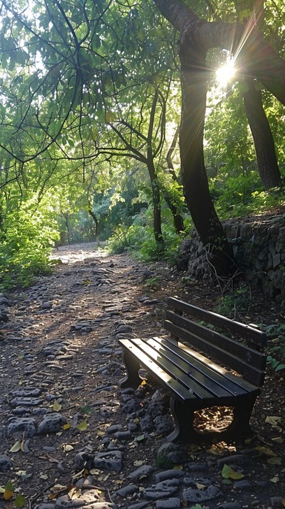 Solitude Setting Bench Free Sunlit Tranquil Bench Image - Sunlight, Forest, Bench | Download ...