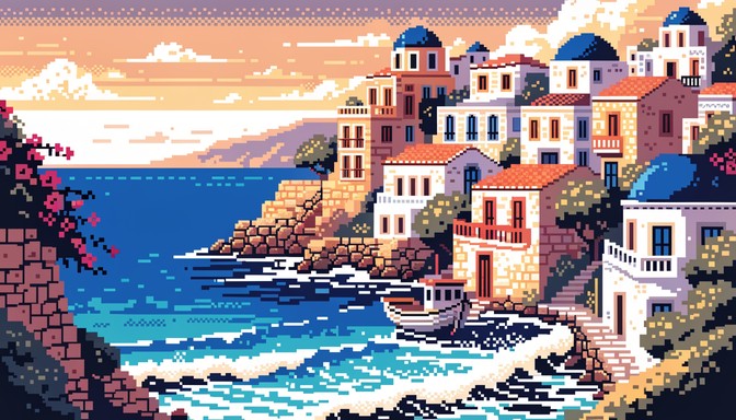 Free Mediterranean Pixel Art Image - Pixel, Mediterranean, Village ...