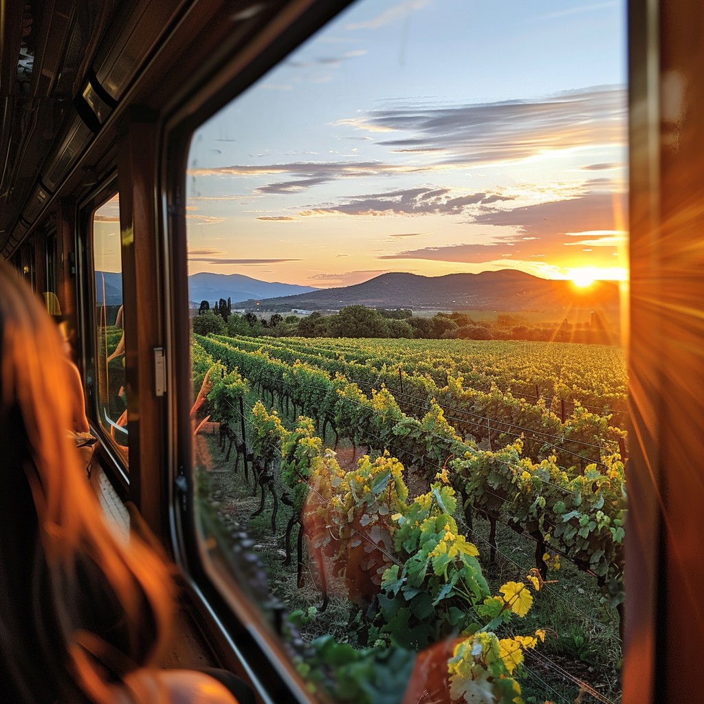 Free Sunset Vineyard View Image - Sunset, Vineyard, Train | Download at ...