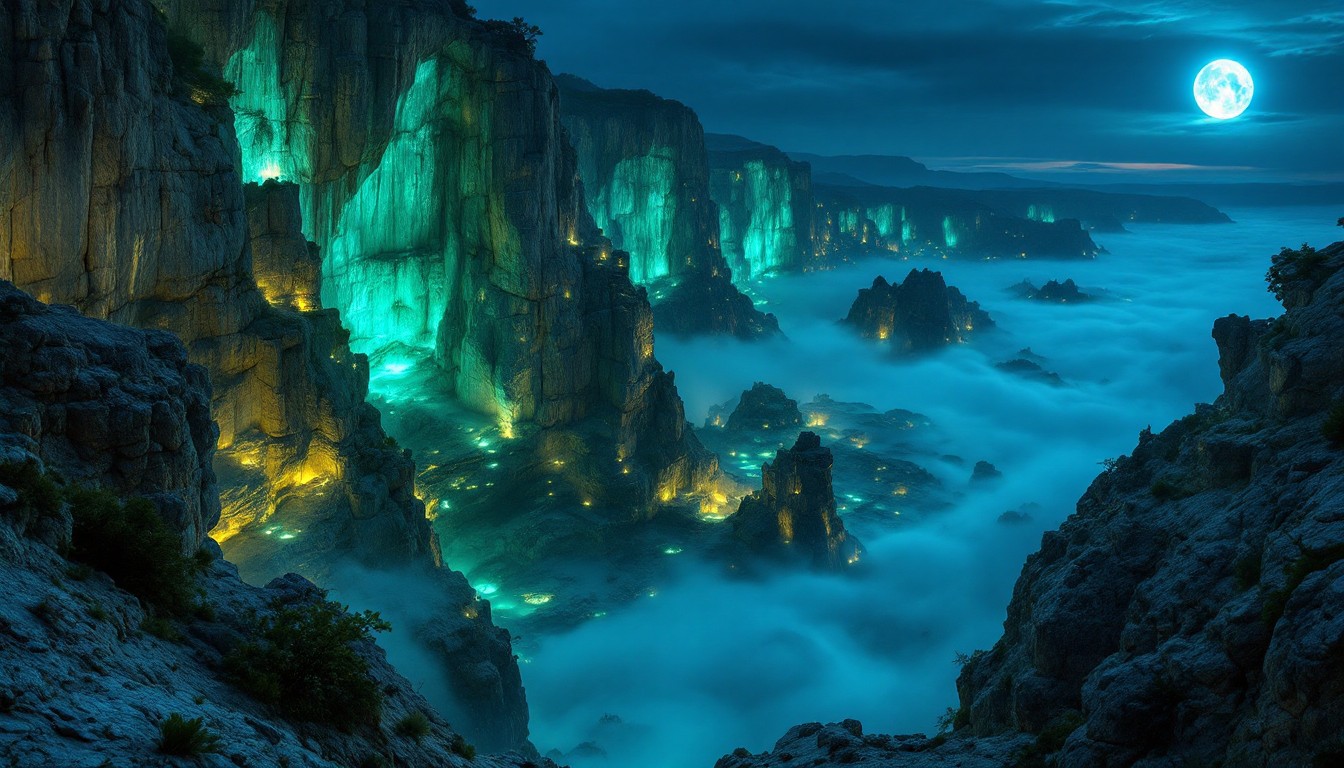 Free Luminescent Coastal Cliffs Image - Bioluminescent, Cliffs, Coastal ...