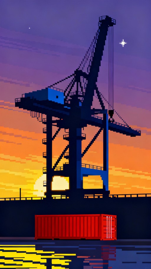 Pixel Shipping Container Texture Free Industrial Sunset Silhouette Image - Pixel, Art, Crane | Download ...