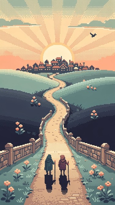 Free Pixel Dawn Journey Image - Pixel, Retro, 8-bit | Download at StockCake
