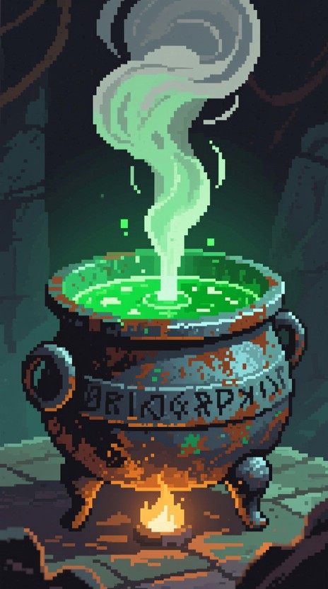 Free Mystical Cauldron Ritual Image - Cauldron, Magical, Pixelart ...