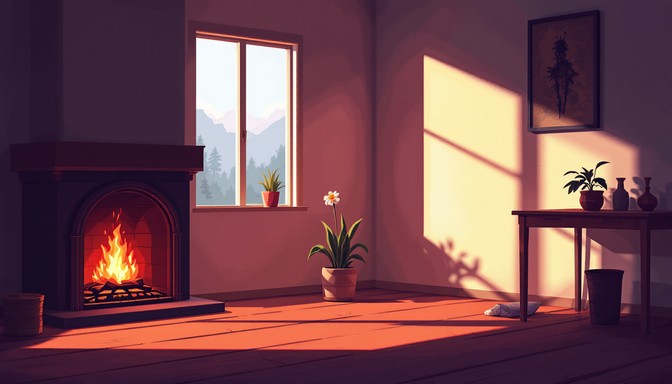 Free Fireside Comfort Scene Image - Cozy, Fireplace, Sunlight ...