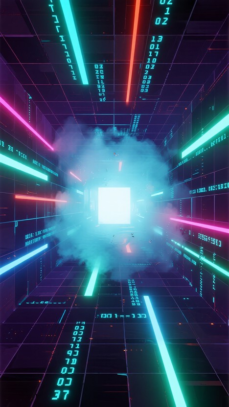 Free Neon Data Corridor Image - Cyberpunk, Neon, Grid | Download at ...
