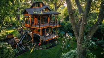 Free Enchanting Treehouse Retreat Image - Treehouse, Garden, Greenery ...