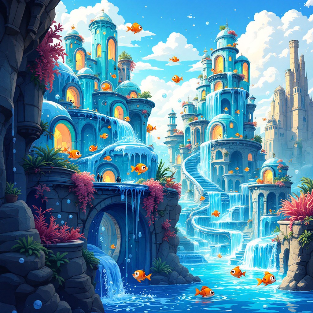 Free Aquatic Fantasy City Image - Water, City, Floating | Download at ...