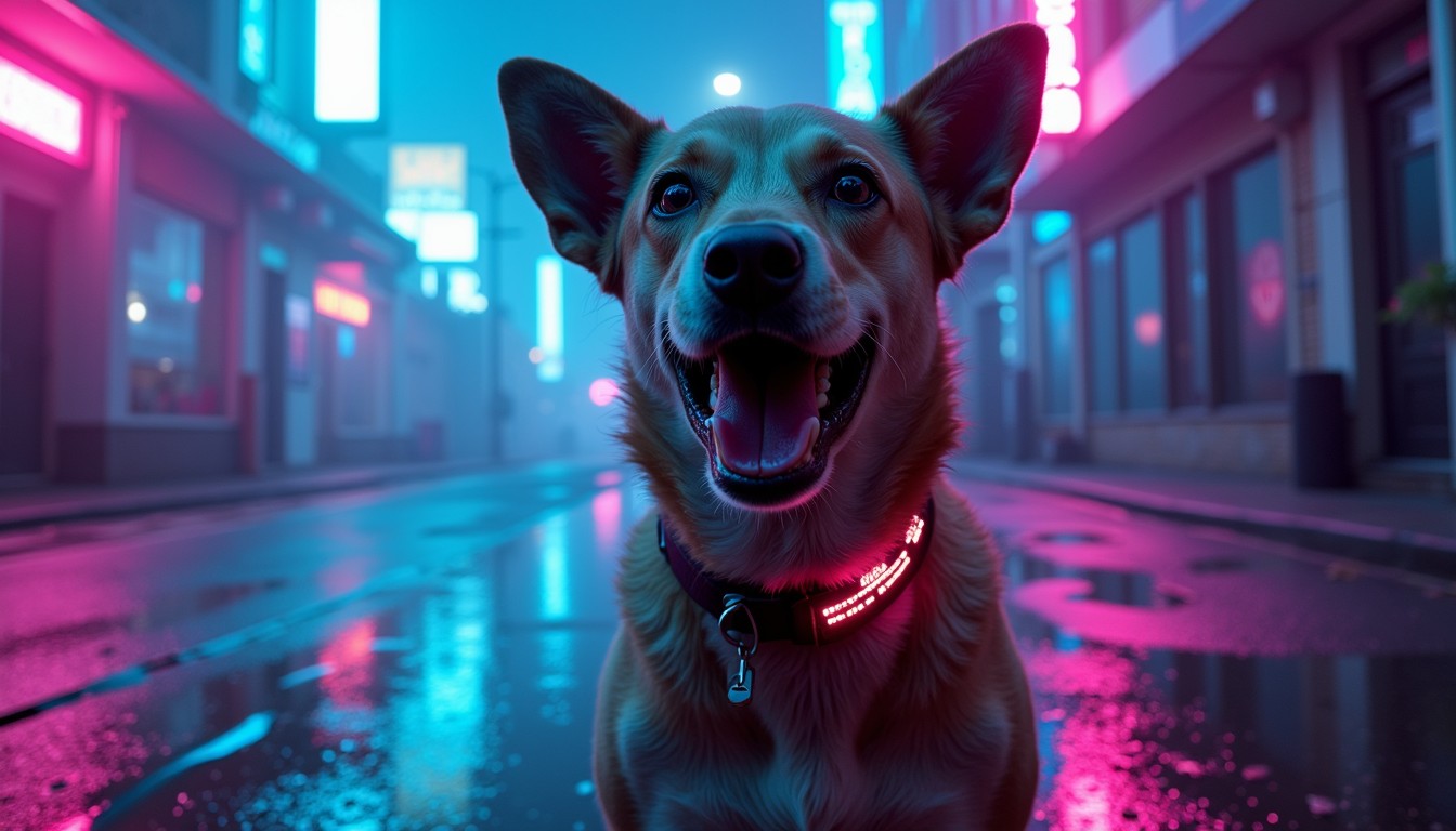 Neon Ride Dog Free Neon Canine Joy Image - Cyberpunk, Neon, Dog | Download at StockCake