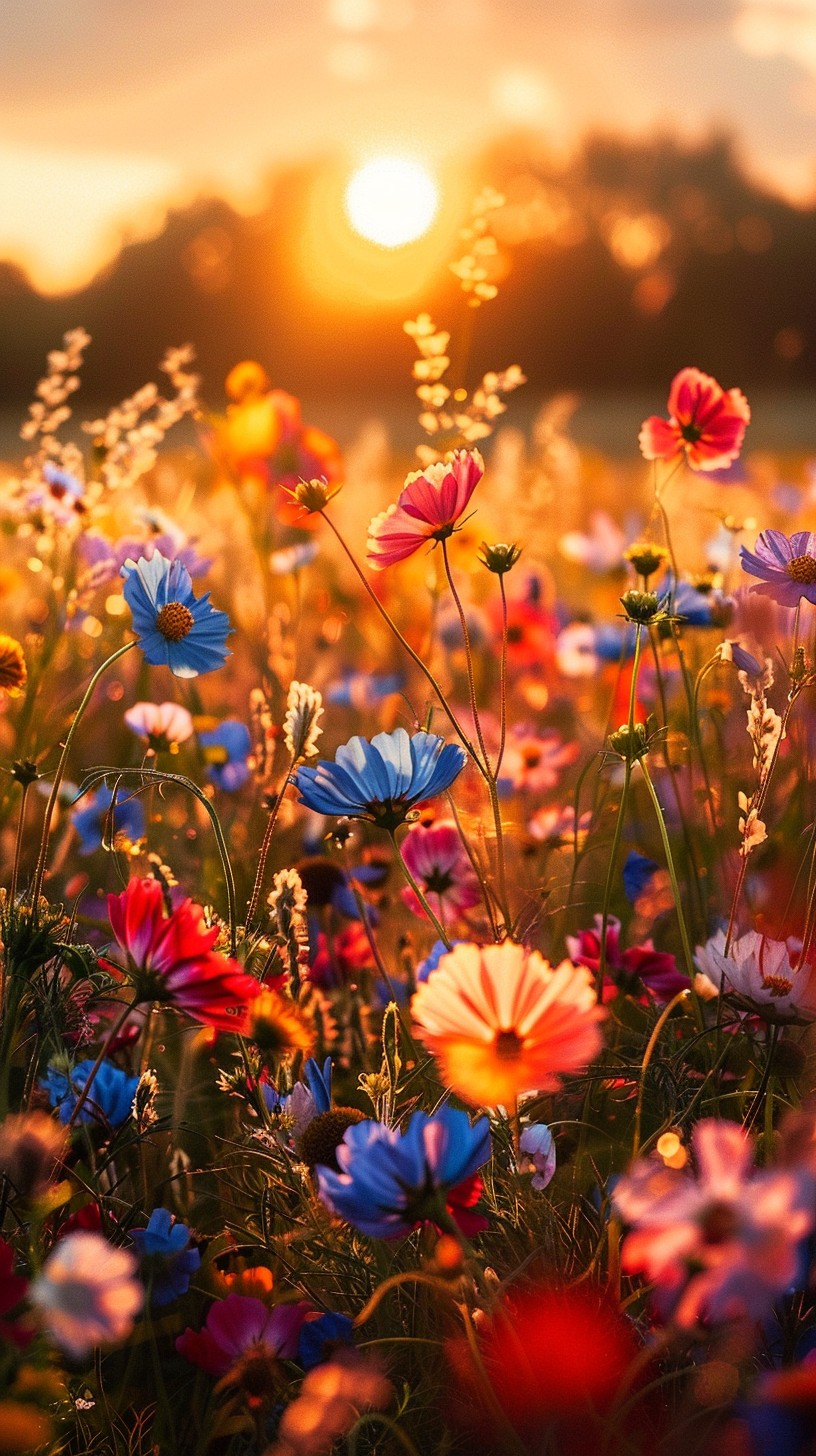 Free Sunset Flower Field Image - Sunset, Flowers, Nature | Download at ...