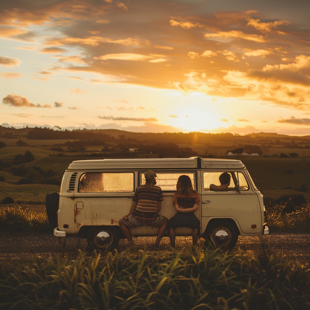Free Sunset Road Trip Image - Sunset, Friends, Van | Download at StockCake