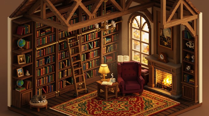 Free Cozy Voxel Library Image - Voxel, Library, 3d | Download at StockCake