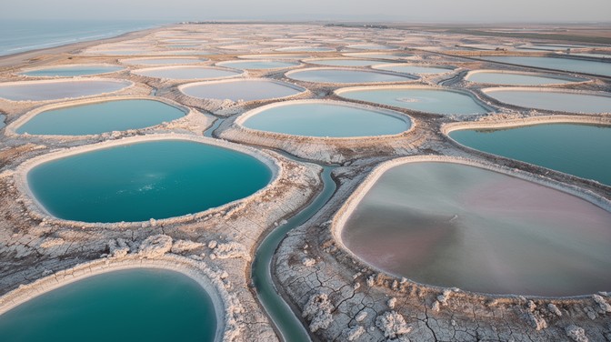 Free Turquoise Evaporation Landscape Image - Aerial, Salt, Ponds ...