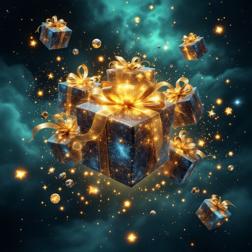 Free Cosmic Christmas Magic Image - Christmas, Gifts, Floating ...