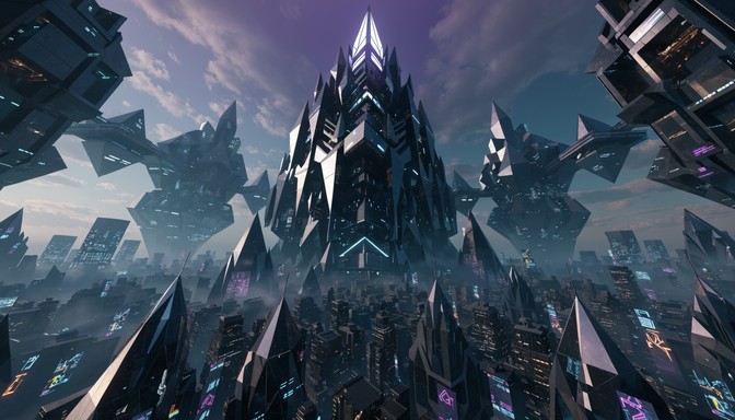 Free Geometric Neon Metropolis Image - Cyberpunk, Futuristic, Cityscape ...