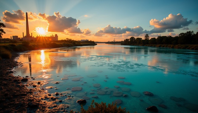 Free Toxic Sunset Reflections Image - Sunset, Pollution, Turquoise ...