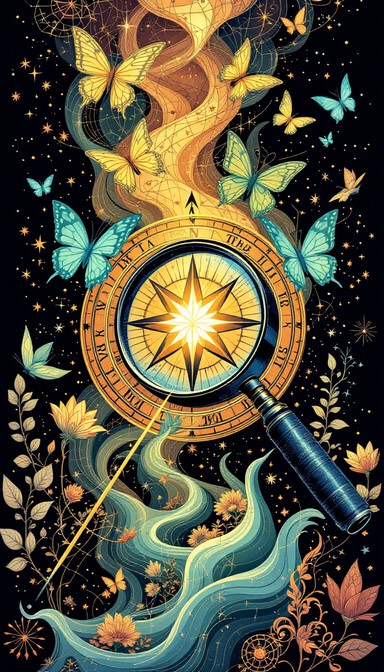 Free Magical Navigation Realm Image - Compass, Butterfly, Lighthouse ...