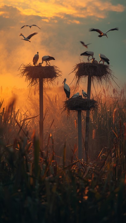 Free Storks At Sunset Photo - Storks, Birds, Sunset | Download at StockCake