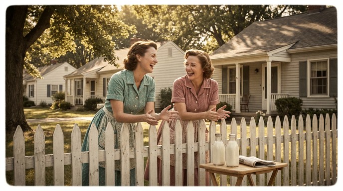 Free Neighbors Chat Warmly Image - Vintage, 1950s, Neighbors | Download ...