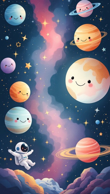 Free Cosmic Kawaii Adventure Image - Kawaii, Space, Planets | Download ...
