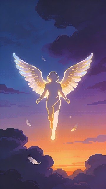 Free Angel Ascending Skyward Image - Angel, Wings, Pixel | Download at ...