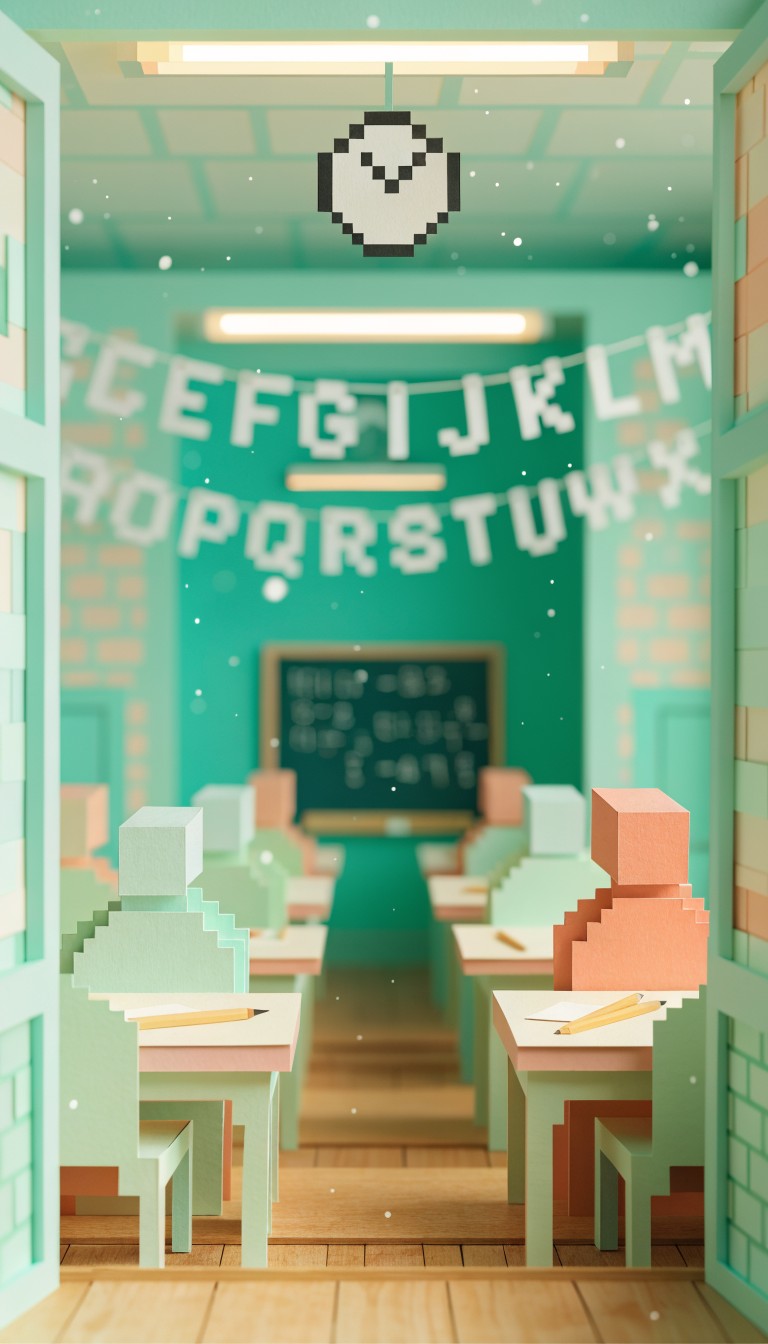 Free Pixelated Paper Classroom Image - Papercraft, Diorama, Classroom ...