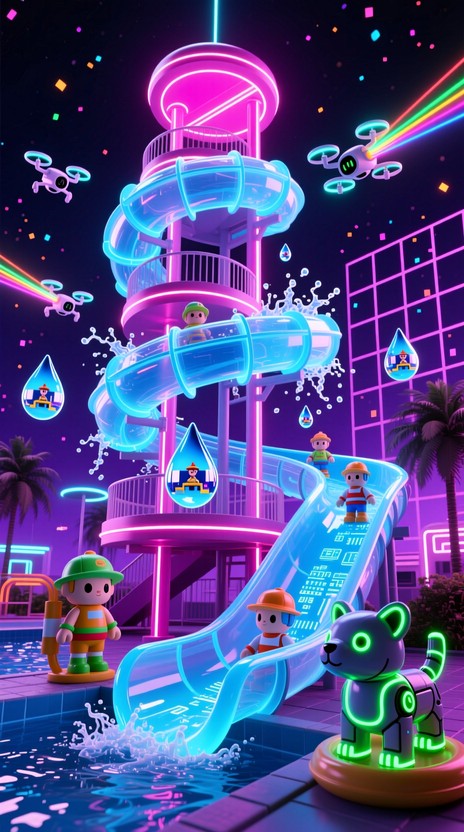 Free Neon Waterslide Wonderland Image - Neon, Cyberpunk, Futuristic ...