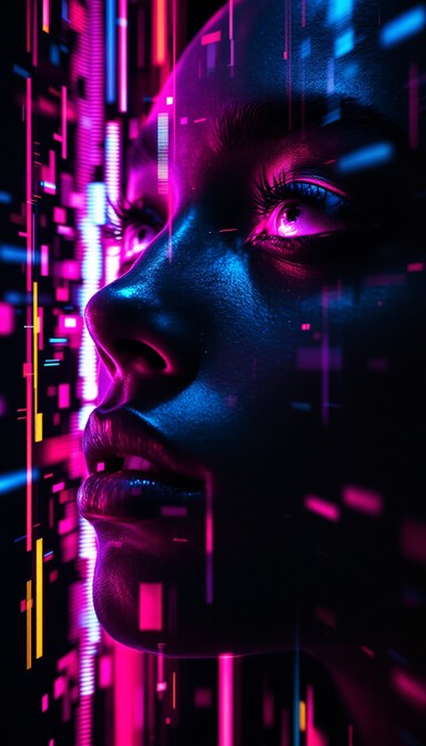 Pink Distorted Portrait Free Digital Fragmented Portrait Image - Portrait, Glitch, Distortion ...