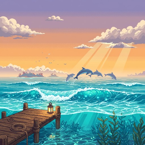 Free Pixel Ocean Paradise Image - Dolphins, Ocean, Pixel | Download at ...