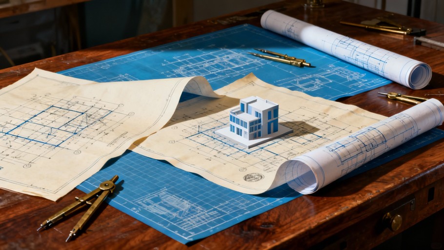 Free Mid-Century Design Workspace Image - Architecture, Drafting ...