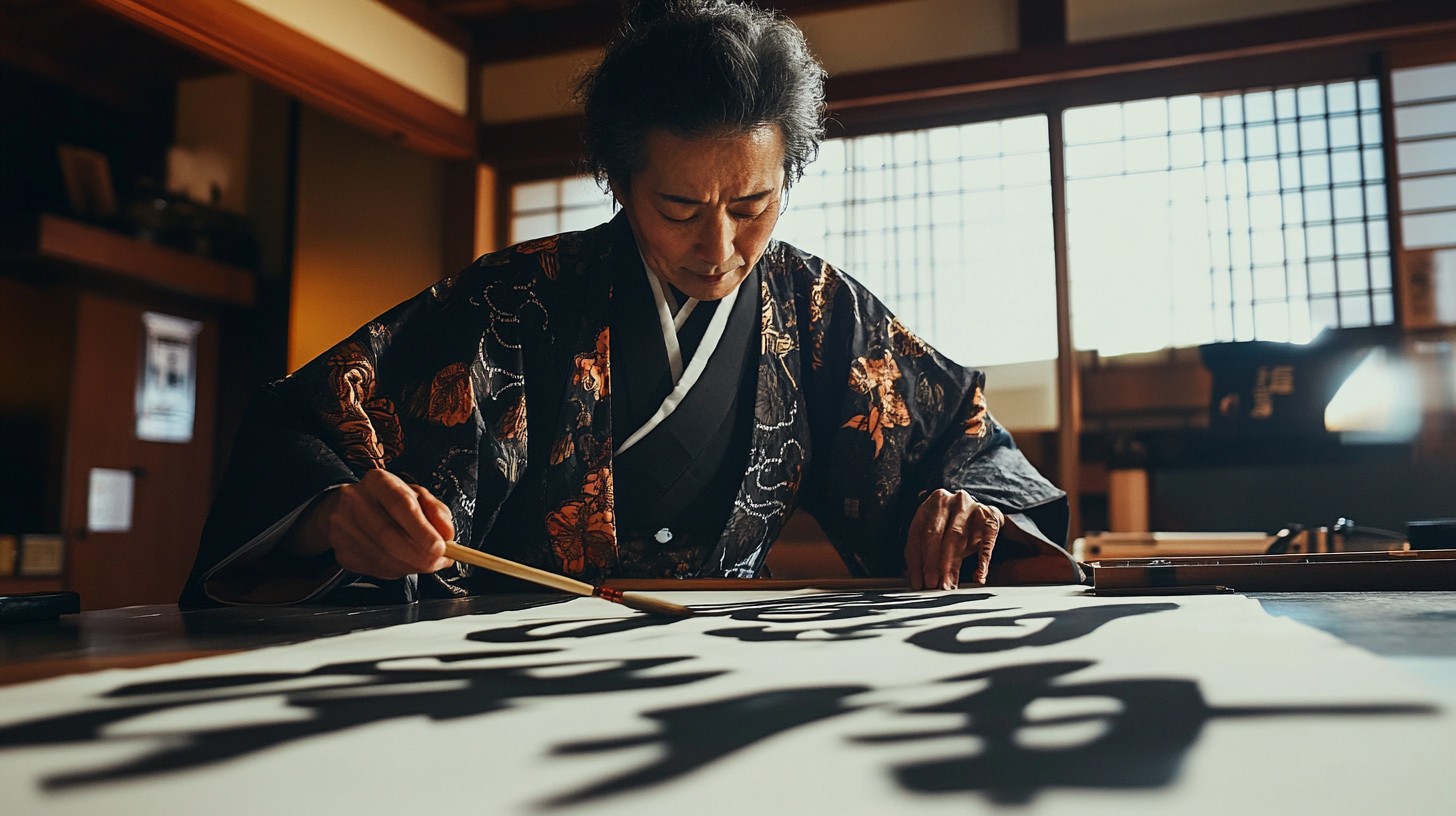 Free Calligraphy in Progress Image - Calligraphy, Kimono, Tradition ...
