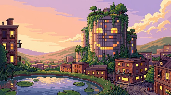 Free Smiling Pixel Tower Image - Pixel, Art, Skyscraper | Download at ...