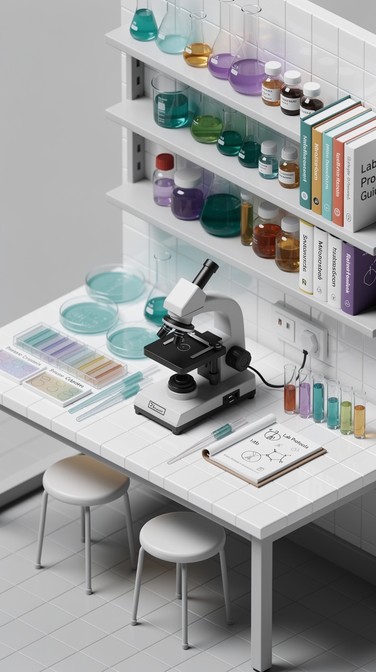 Free Miniature Laboratory Workspace Image - Laboratory, Microscope ...
