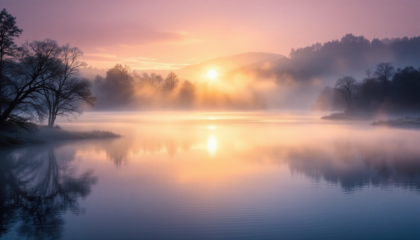 Free Misty Sunrise Lake Photo - Sunrise, Lake, Mist | Download at StockCake