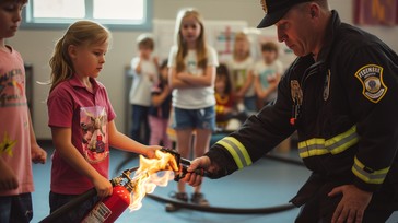 Free Fire Safety Demonstration Image - Firefighter, Children, Safety ...