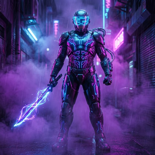 Free Neon Cyber Knight Image - Cyberpunk, Knight, Warrior | Download at ...
