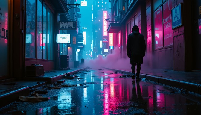 Neon Ai Works Free Neon Rain Walker Image - Cyberpunk, Neon, Rain | Download at StockCake
