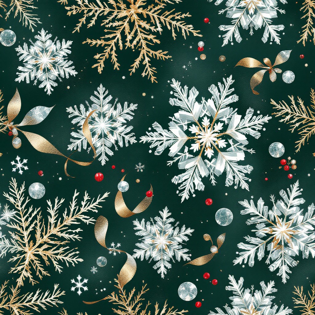Free Elegant Winter Pattern Image - Snowflakes, Winter, Emerald ...