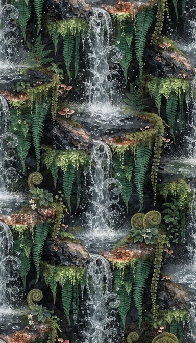 Free Cascading Botanical Paradise Image - Botanical, Waterfall, Cave ...