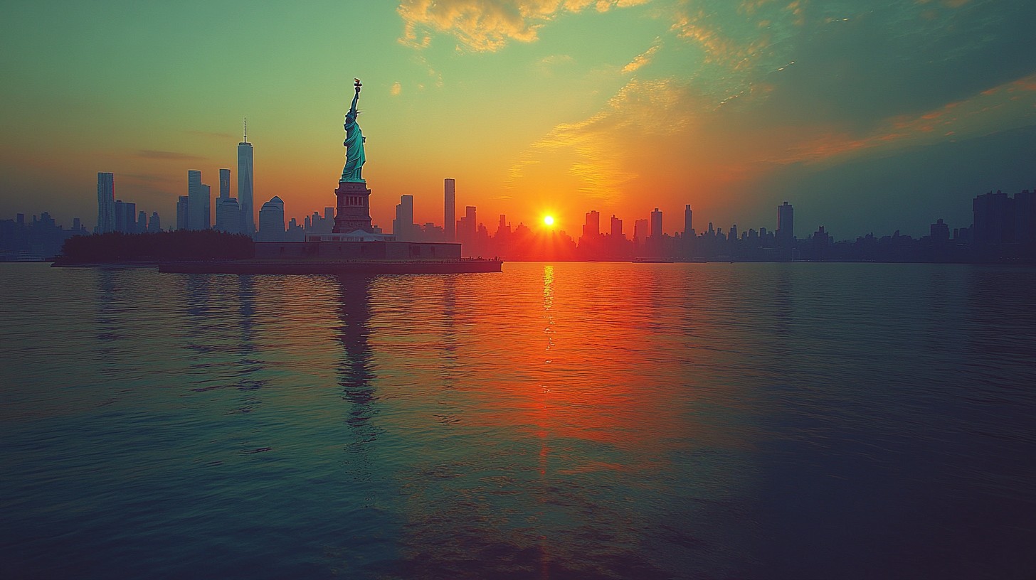 Free Sunset over Manhattan Image - Sunset, Manhattan, Skyline ...