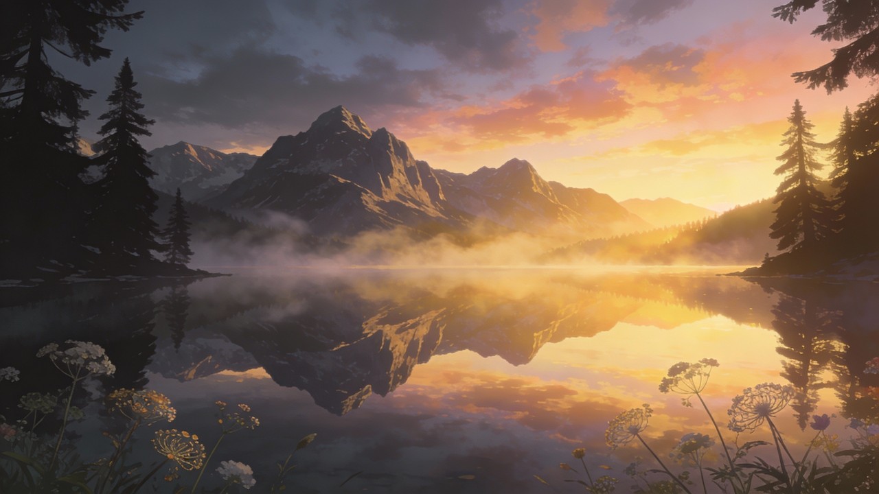 Free Misty Lake Sunrise Image - Mountain, Lake, Reflection | Download ...