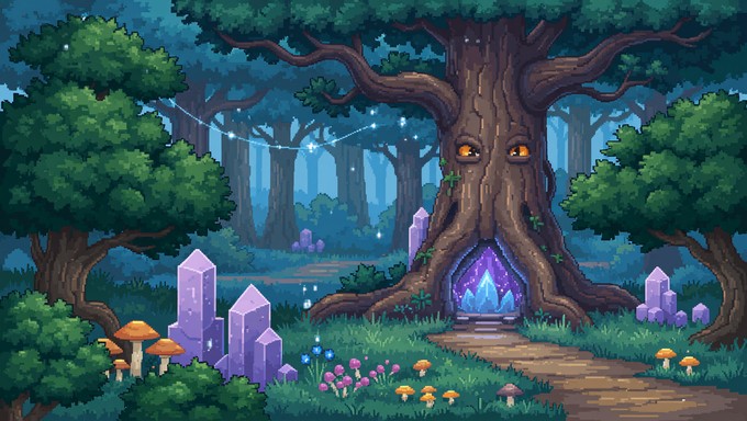 Free Enchanted Pixel Forest Image - Forest, Pixel, Magical | Download ...