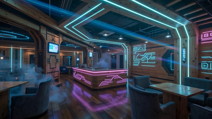 Ciber Bar Free Prismatic Cyberpunk Lounge Image - Nightclub, Cyberpunk, Neon ...