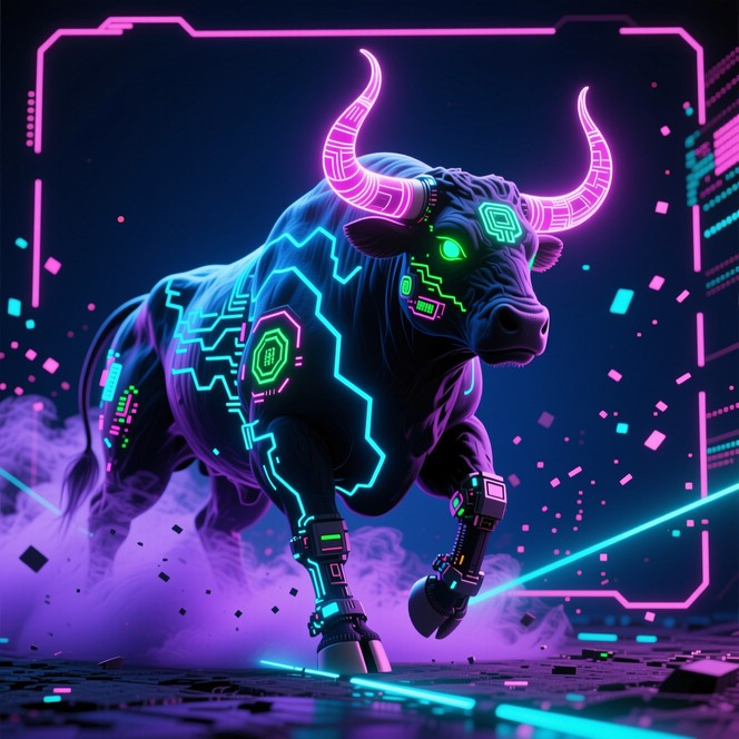 Free Neon Cyber Bull Image - Bull, Cyberpunk, Neon | Download at StockCake