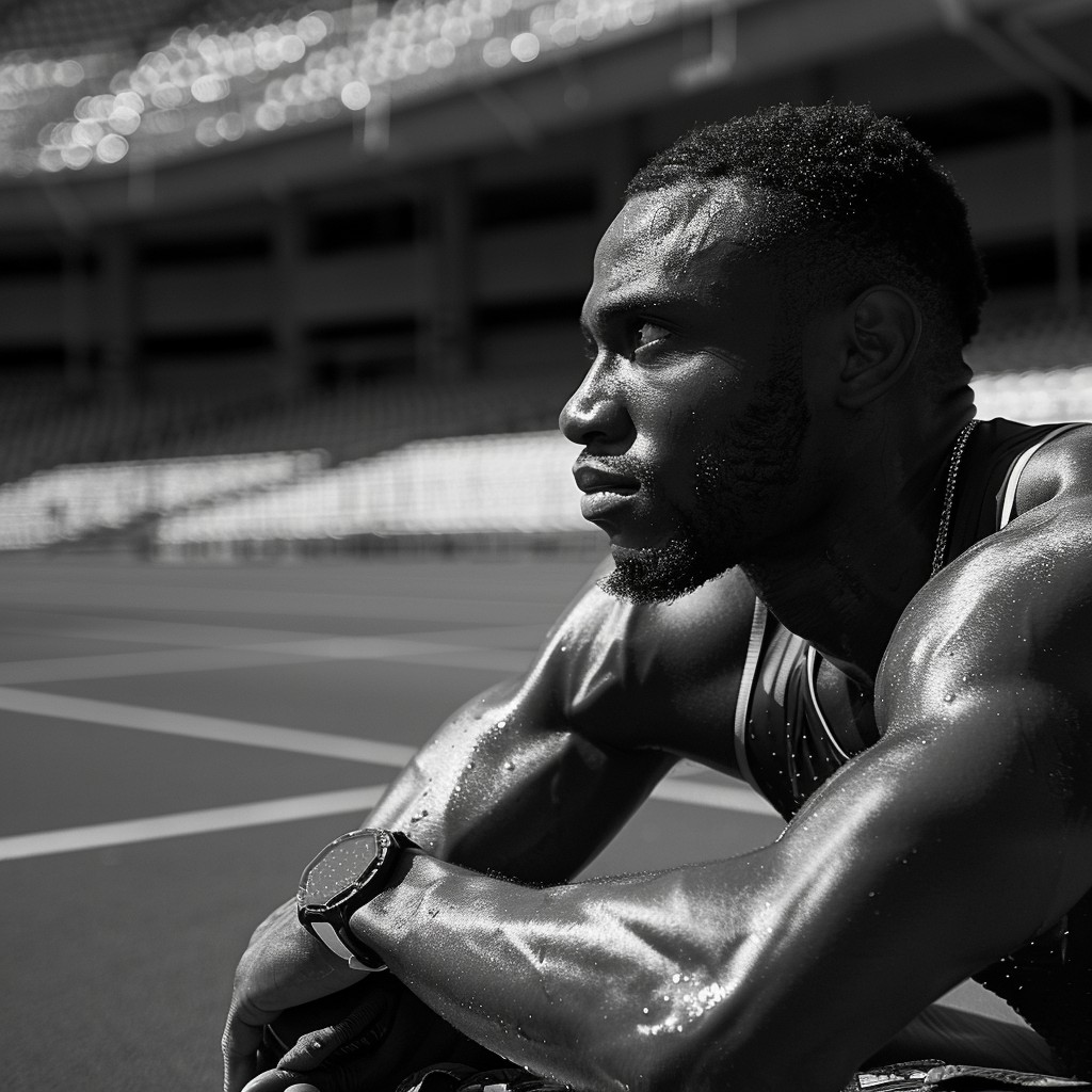 Free Focused athlete resting Image - Athlete, Stadium, Focused ...