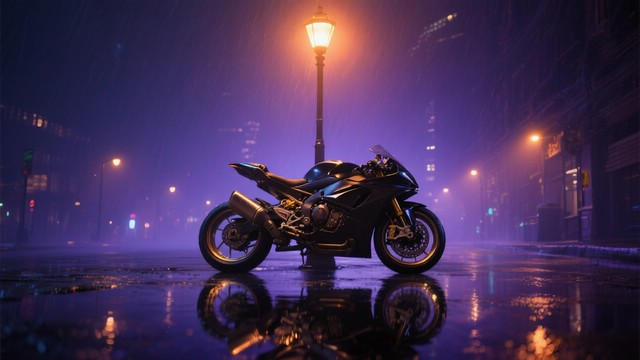 Motorcycle Rear Night Free Midnight Motorcycle Ride Image - Motorcycle, Night, Rain ...
